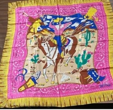 BOB MACKIE Bronco Billy Cowboy Western Silk Scarf Brand New FREE SHIPPING NWT
