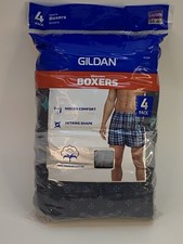 Gildan Men's Woven Boxer Underwear 4 pack Assorted Colors Size 2XL 44-46" New