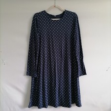 Old Navy Womens Navy Blue Long Sleeve Polka Dot Comfy Swing Dress Size Large