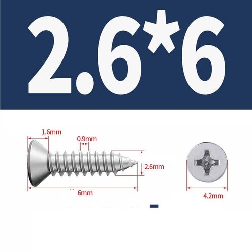 Carbon Steel Phillips Countersunk Self Tapping Wood Screws Chipboard M1 M1.2-M3 - Picture 38 of 48