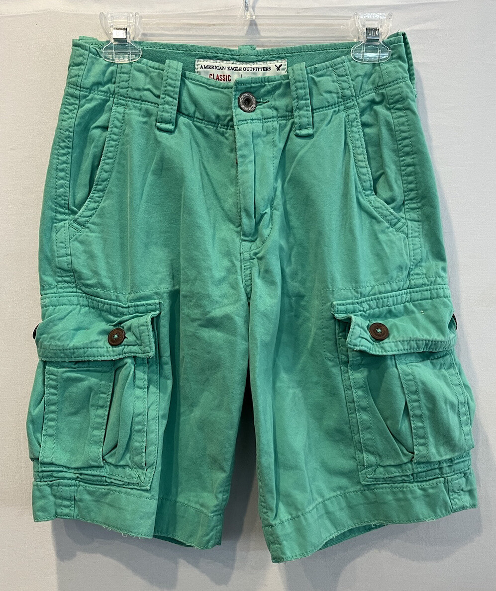 Classic American Eagle Cargo Shorts Men 26 Green Gem