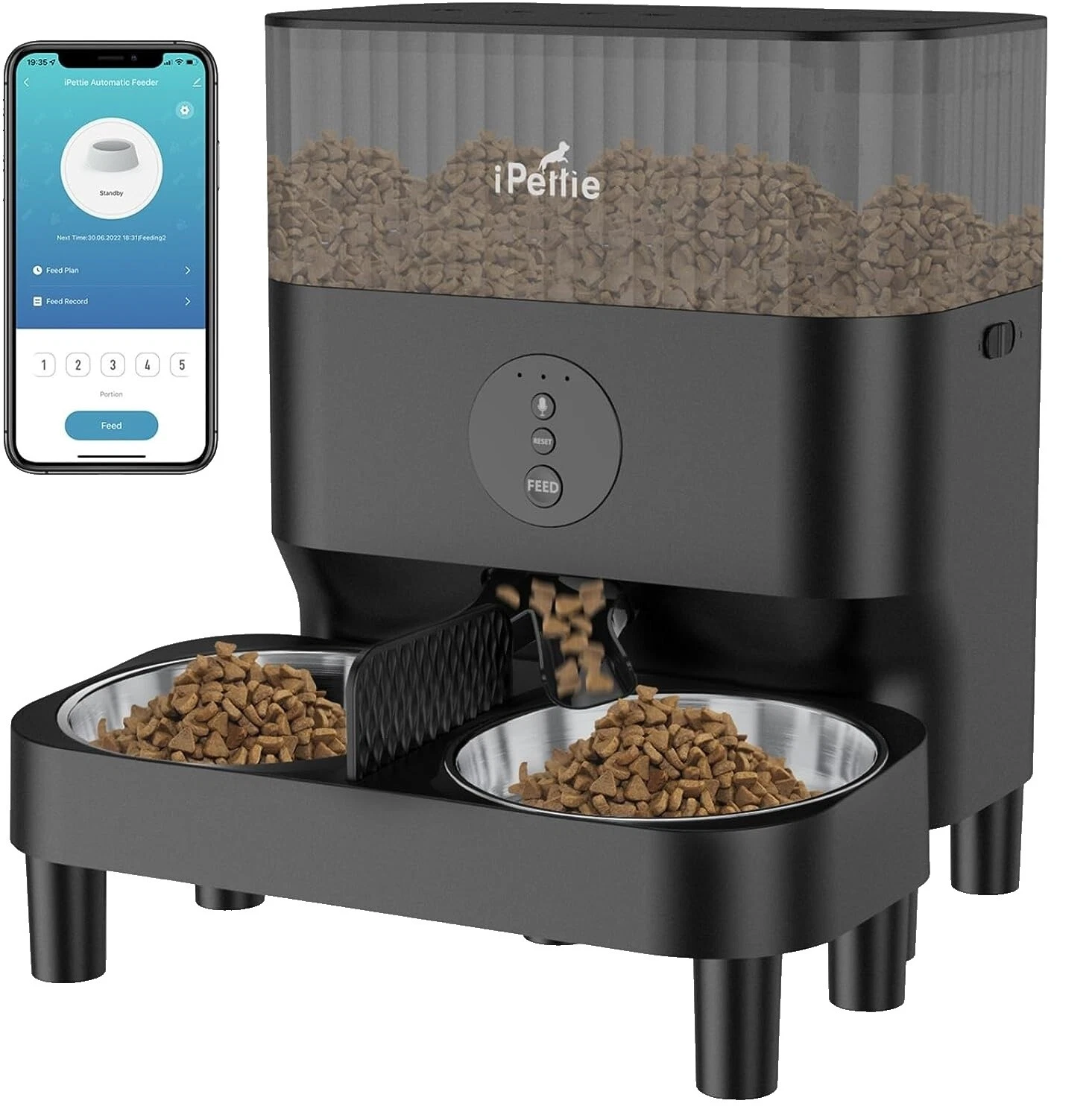 Acero Inoxidable Negro Perro Alimentadores automáticos