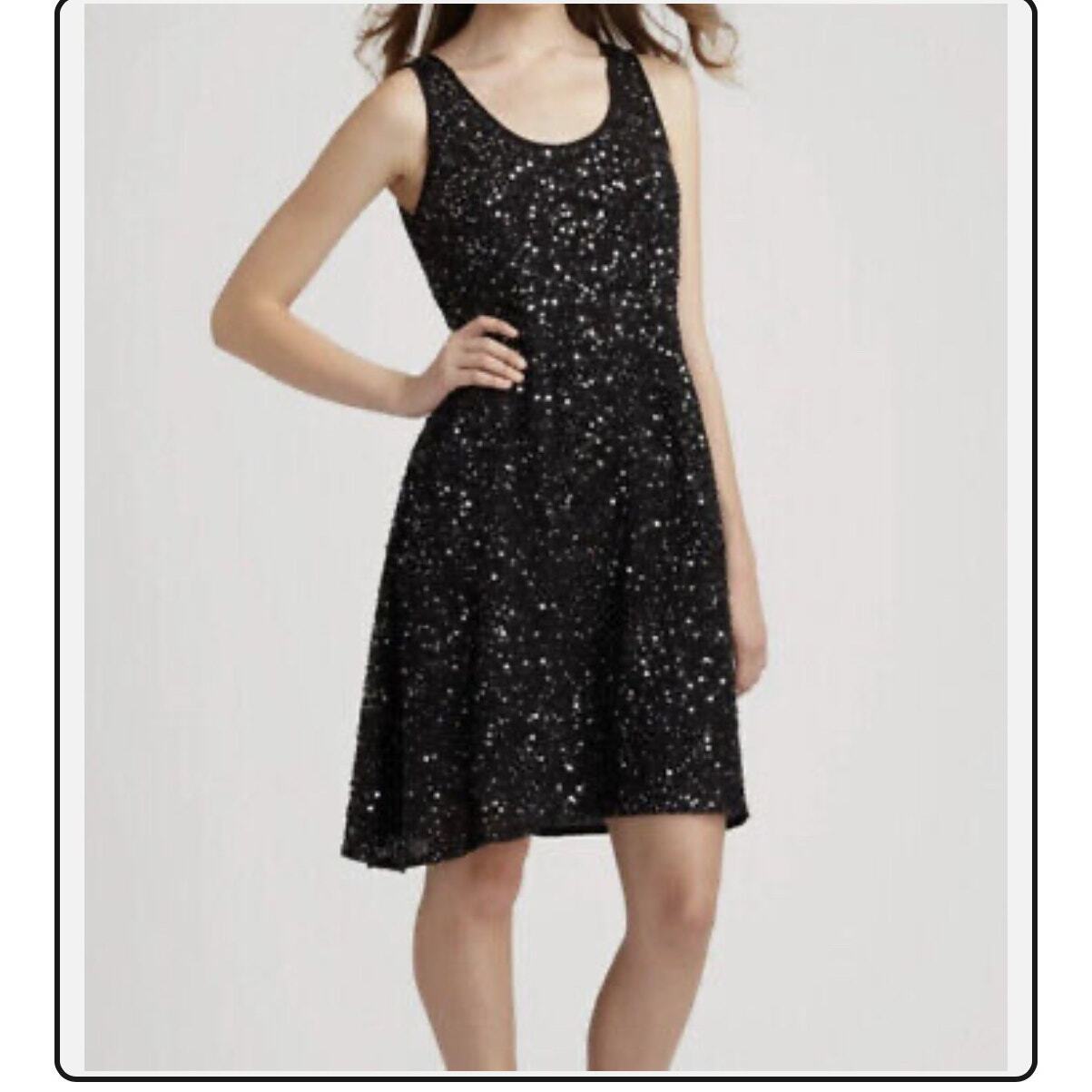 Eileen Fisher Cocktail Dress Silk Sequins XL LBD Mini Party Quiet Luxury-image