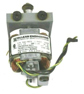 MCLEAN ENGINEERING 7121-5072 MOTOR, 1 Phase 115V 1.2 Amp 60Hz Continuous Duty