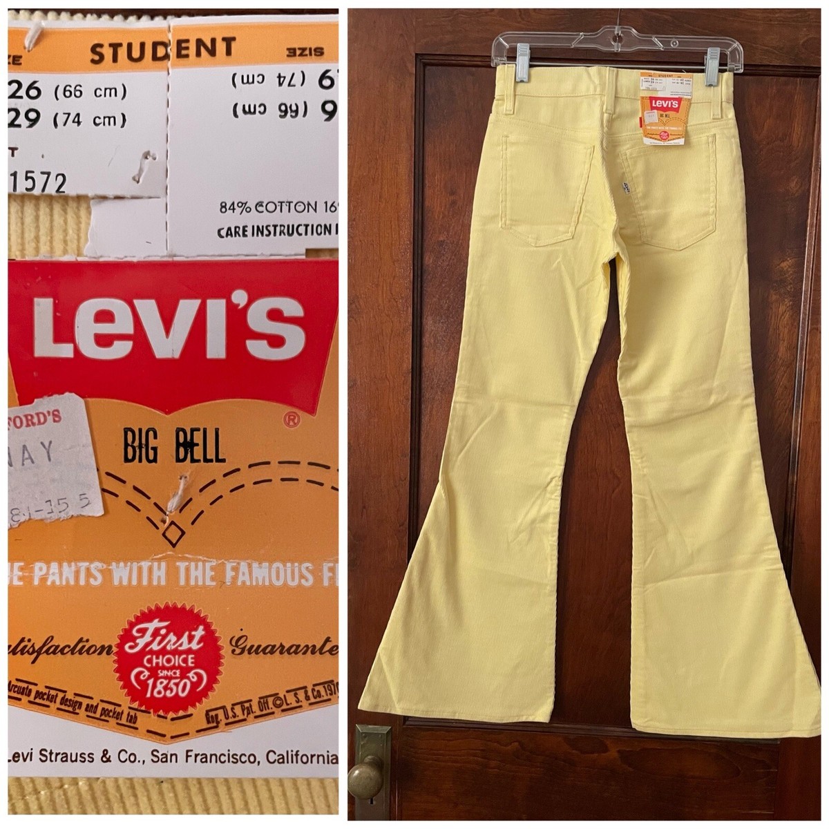 True Vintage 70s Levi's Corduroy Big Bell NWT White Tab Bell True Vintage 70s Levi's Corduroy Big Bell NWT White Tab Bell