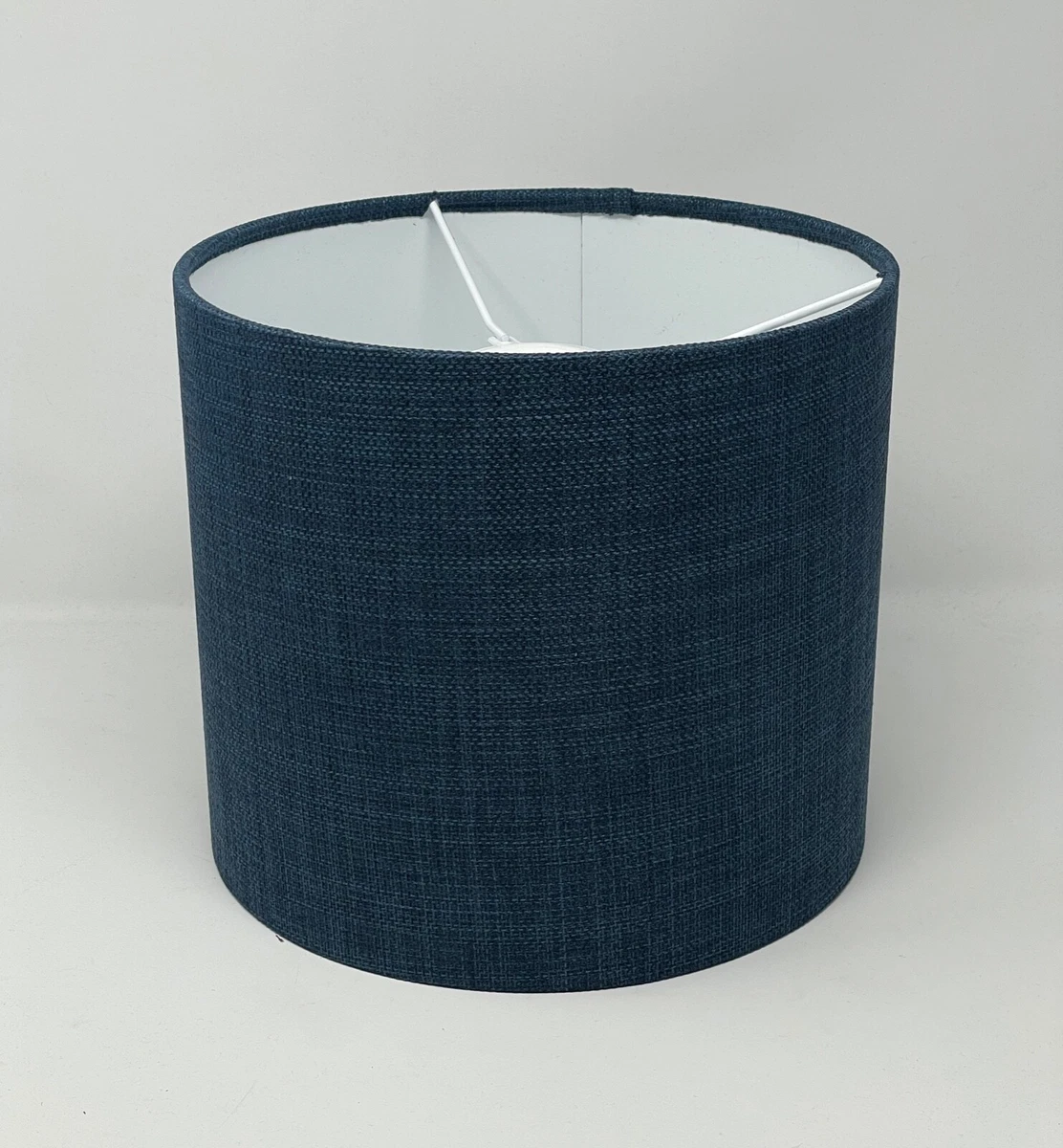 Lampshade Navy Blue Textured Woven Crosshatch Drum Light Shade