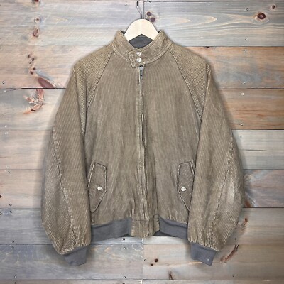 Vintage IZOD Brown Corduroy Bomber Jacket Men's Size Medium - Main Image
