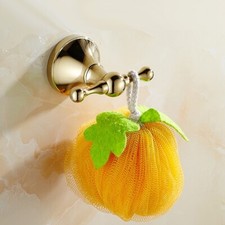 Gold Color Brass Wall Mounted Double Robe Hook Coat Hat Towel Hook Hanger sba928