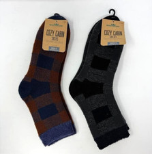 NORTHEAST OUTFITTERS ' COZY CABIN SOCKS ' MENS 8-12.5 ' PLAID MIXED LOT OF 2 '