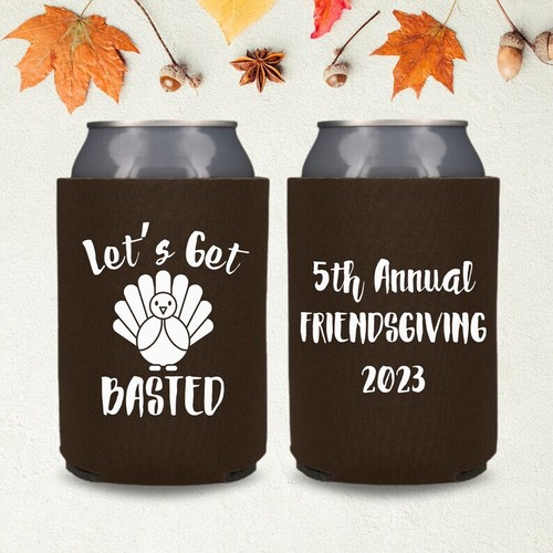 Custom Friendsgiving Can Coolers, Let's Get Basted Annual Friendsgiving Coolies - Afbeelding 11 van 14