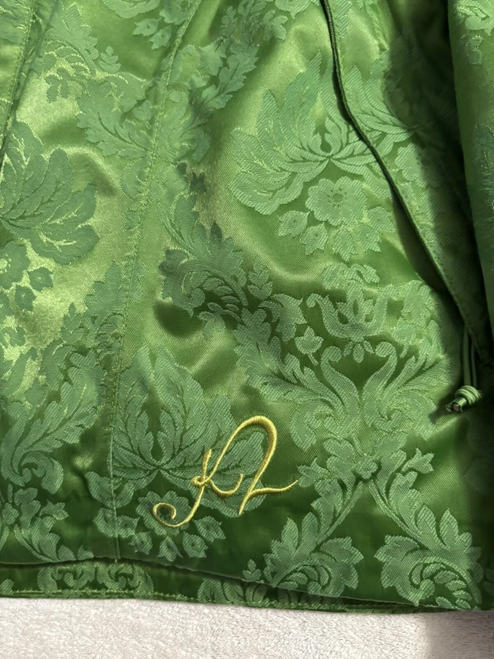 Chaqueta de snowboard para mujer K2 Snow grande verde brocado bordado vintage sin capucha Foto 2 de 4