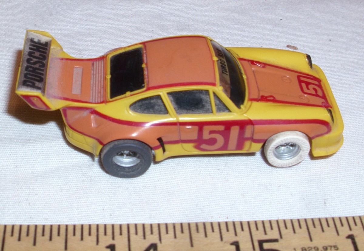 AURORA AFX #51 PORSCHE 934 RACE CAR HO SLOT CAR 1970s IN YELLOW