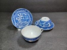 Vtg Children  s Blue Willow China Teacups  Saucers Set of 2 Japan Transor Ware