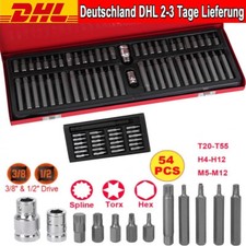 Steckschlüssel Satz 54tlg Torx Sechskant Imbus Vielzahn HEX Spline 1/2" 3/8"