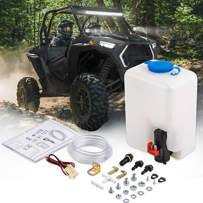 12V Universal Windshield Washer Pump Reservoir Kit Fluid Reservoir Tank 1.5L UTV