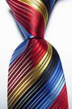 New Classic Striped Red Blue Black Gold JACQUARD WOVEN Silk Men's Tie Necktie