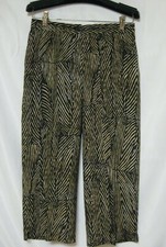 Lauren RL  Women's Silk/Linen Ankle-Crop Pants Black & Beige Petite Sz 6
