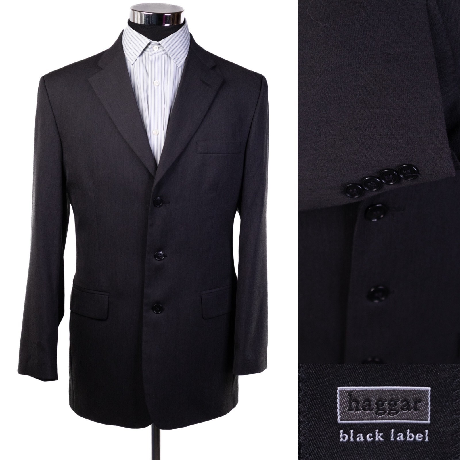 Haggar Black Label Men's Blazer 42L Wool Blend gray 3… Gem