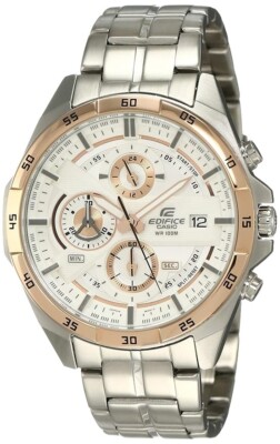 Casio Edifice Men's Silver Stainless Steel White Dial Watch EFR-556DB-7AVUDF