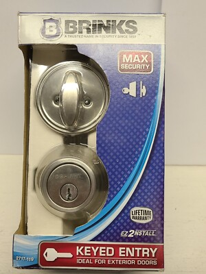 Brinks Single Cylinder Deadbolt Keyed Entry Satin Nickel - Model 2717-119 Lock