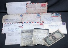 12 WWII Korea Vietnam Letters V-Mail Military Army Soldier APO Covers Money War