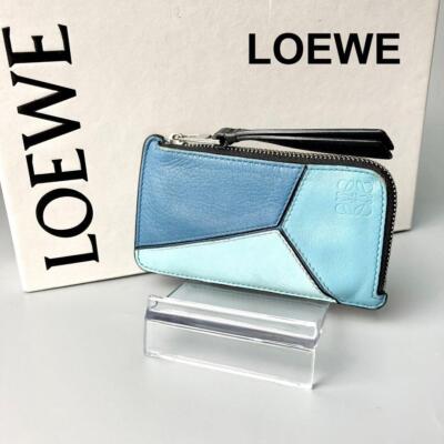 LOEWE Puzzle Mini Wallet Coin Case Blue Women's From Japan i7827