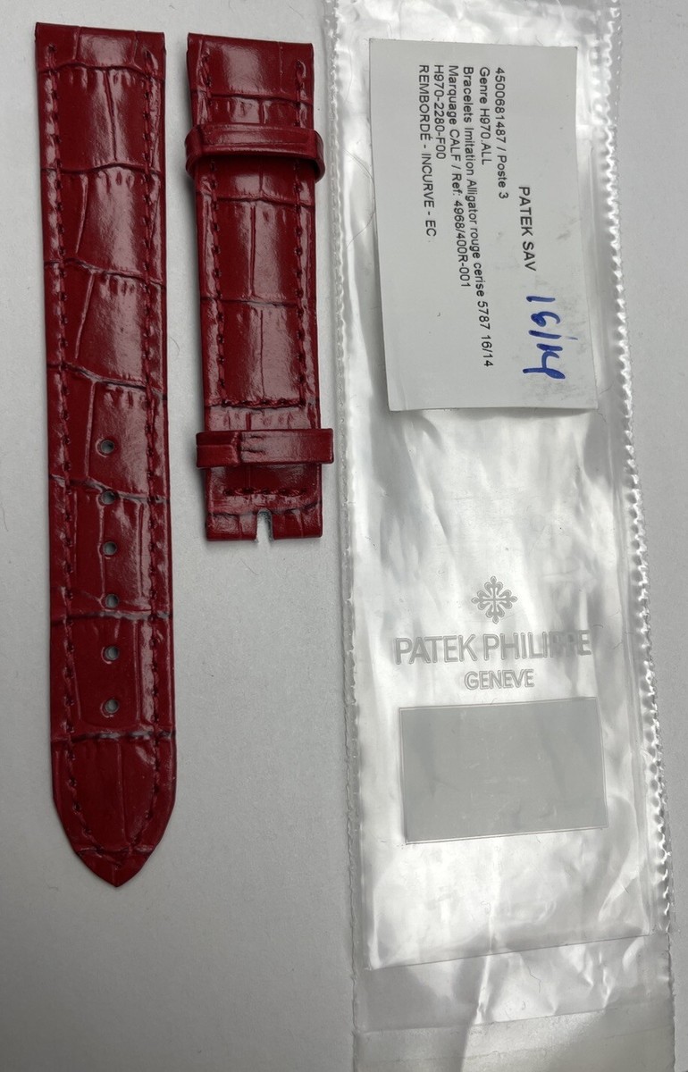 ORIGINAL PATEK PHILIPPE RED CALF LEATHER BAND STRAP NEW Ref. 4968