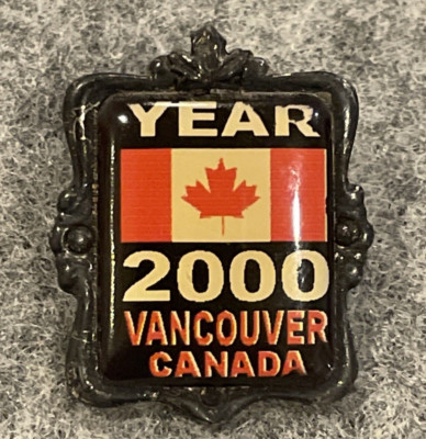Year 2000 Vancouver BC Canada Flag Maple Leaf Red White Vintage Enamel Lapel Pin