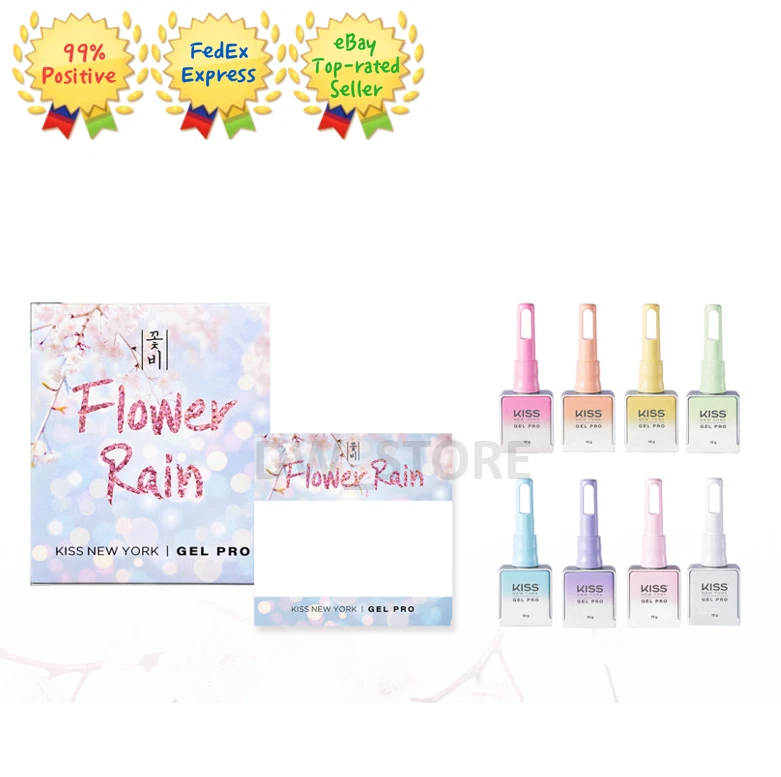 Kiss New York Flower Rain 8 colors set Syrup Glitter Gel Nail Polish K-Beauty