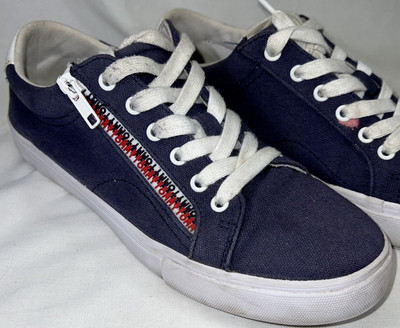 Tommy Hilfiger Paskal Blue Canvas Sneaker Shoe Women's Size 7.5 Zipper
