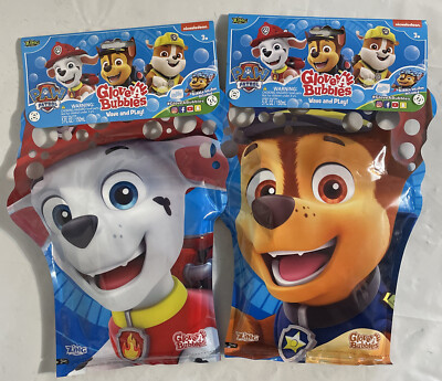 2x Paw Patrol Glove A Bubbles With Bubble Solution Wave n Play. New Sealed!