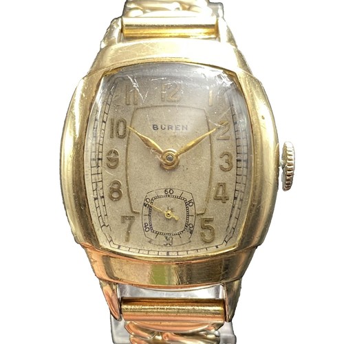 Vintage 1930s Swiss BUREN Art Deco Manual Wind 10k RGP Tank  display picture 3