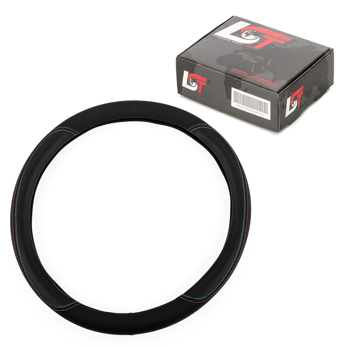 Steering Wheel Cover Ø 38x9 CM Schwarz Red Blue Seam