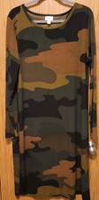 LulaRoe Womens Camo Print Long Sleeve Sheath Dress,Size 3XL