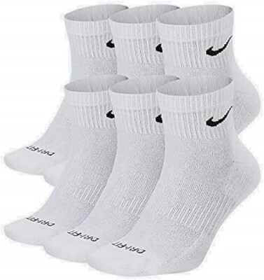 Nike Everyday Ankle Socks 6-Pairs, Size M - White
