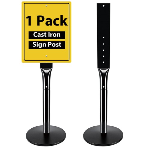 Heavy Duty Sign Base Cast Iron Sign Post, 48 Movable Sign Stand for