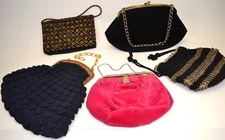 Lot of 5 Vintage Purses Magid Ingber Velour Crochet Velvet Beaded For Repair