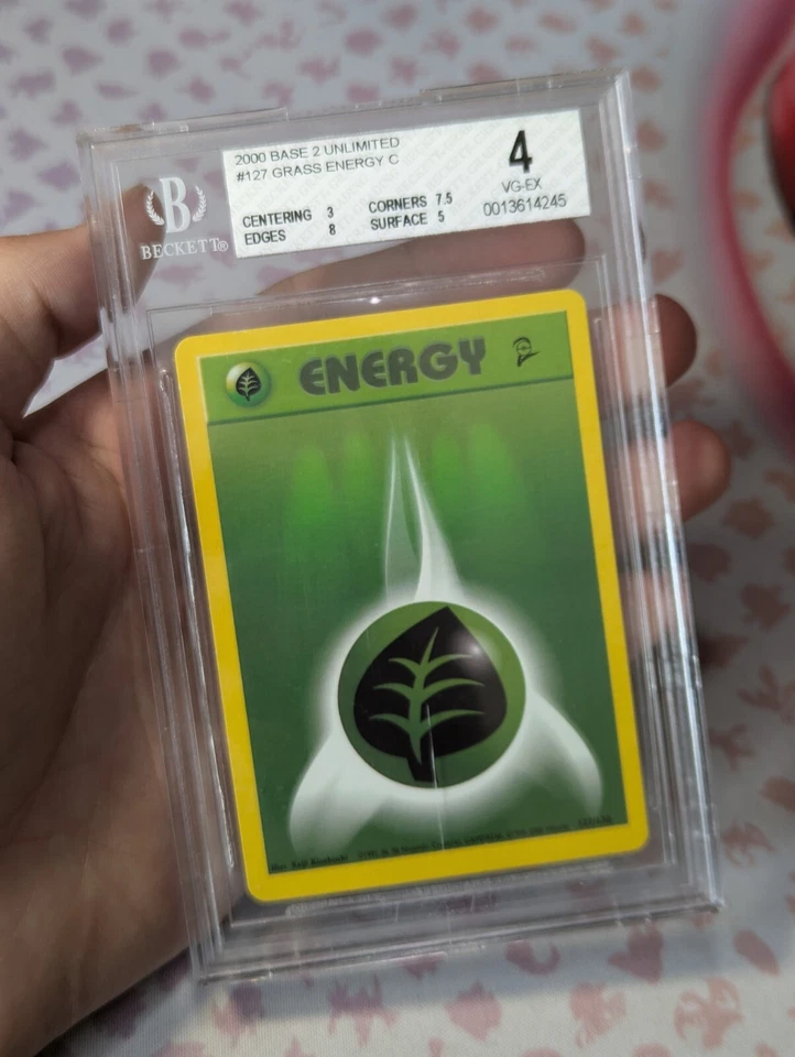 Pokemon Bgs 4 Base Set 2 Grass Energy Misaligned Back Miscut Error Misprint - Image 2 of 4