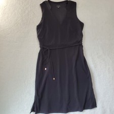 Ann Taylor Basic Little Black Dress Belt Mandarin Colar M