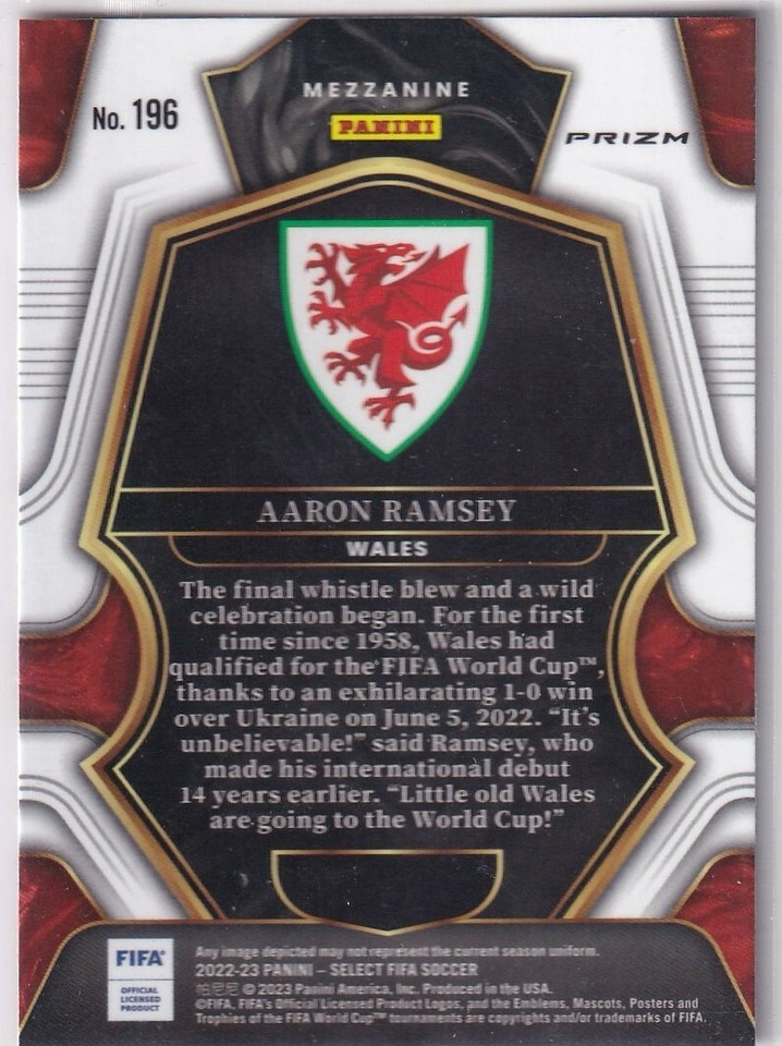 Panini Select Football Fifa 202223 Numéro 196 Aaron Ramsey Silver