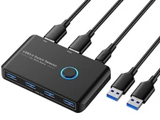 USB 3.0 Selector KVM Switch for 2 Computers Sharing 4 USB Devices Peripheral 