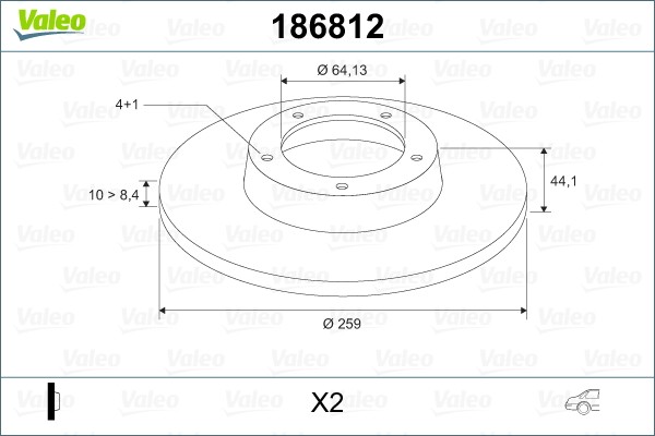 Disque de frein VALEO 186812 ventilé de rechange pour freinage avant auto