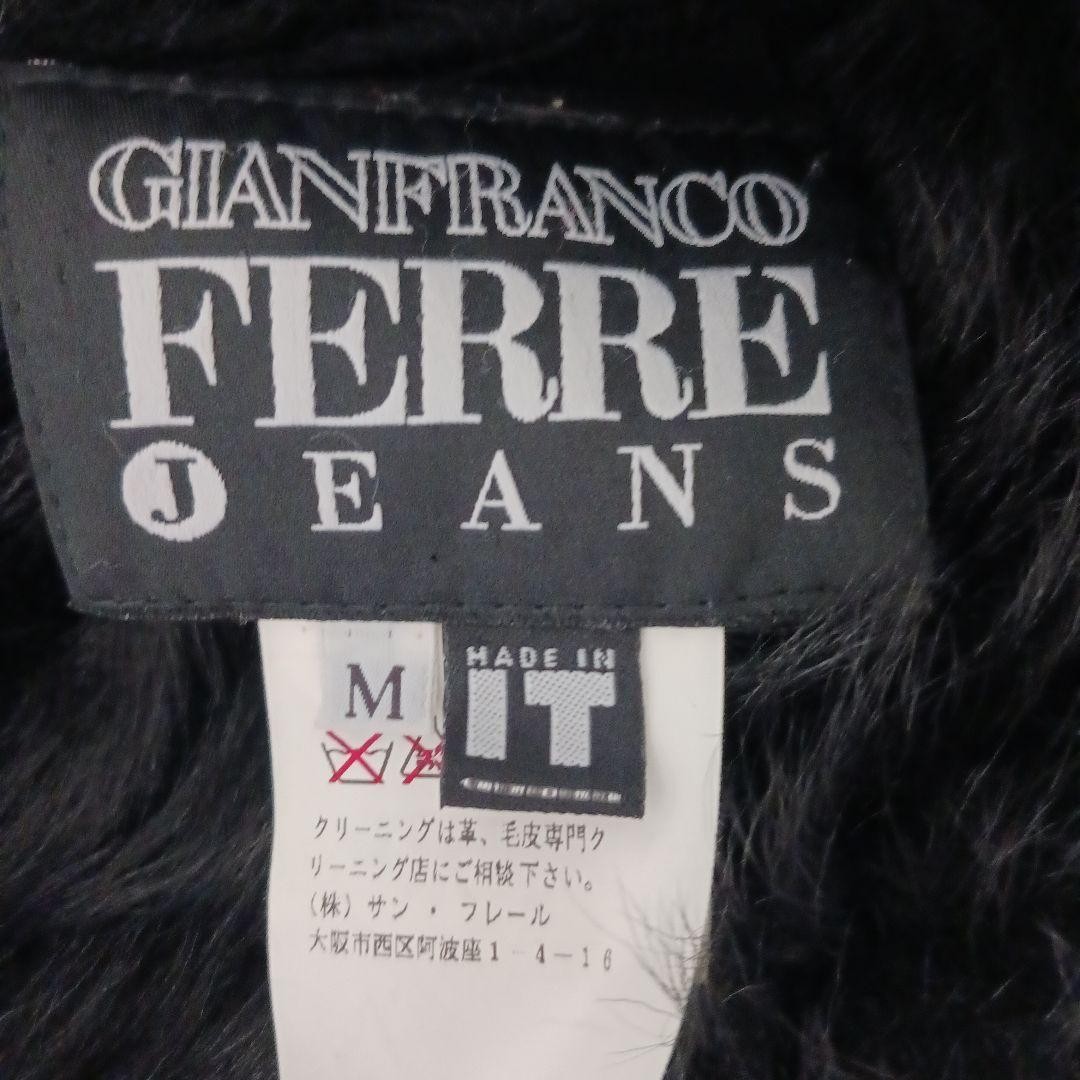 Gianfranco Ferre Jeans Leather Fur Coat M Black Stylish Jacket image 2