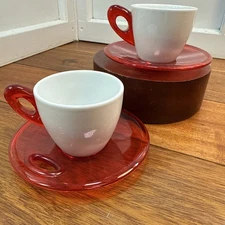 Biesse Espresso Espresso Coffee LOT 4 Set 2  Italy 70s Red White Retro