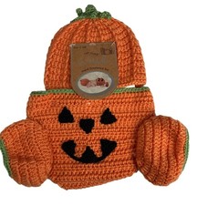 So 'Dorable Baby Crochet-Knit Pumpkin Fall Diaper Cover, Hat, and Booties 0-6mos