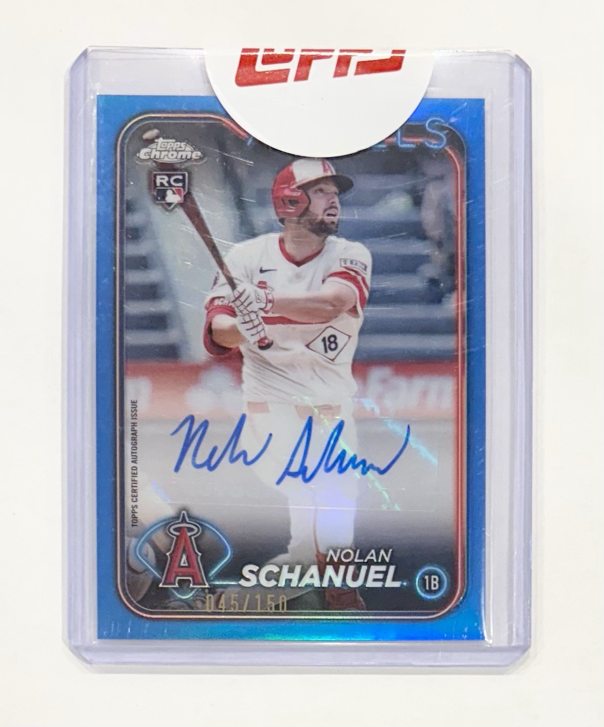 2024 Topps Chrome Update Nolan Schanuel Auto Blue Refractor /150 Angels Rookie