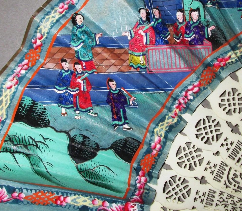 Wonderful c1870 中国普通话 "Fan of a Thousand Faces"- 骨棒 — 第 3/4 张图片