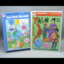 Big Blue Marble Puzzle Lot of 2 Vintage 1970s Whitman PBS Kids TV Show COMPLETE