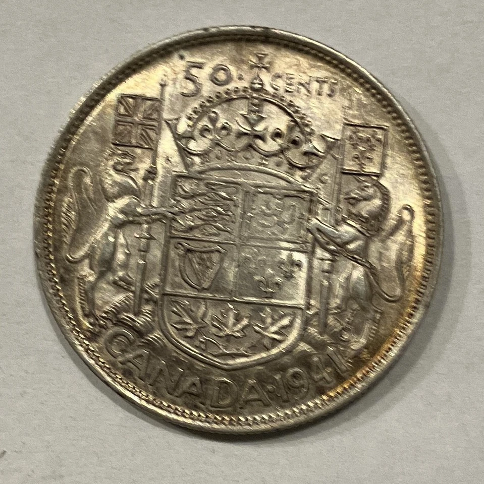 1941 WD  CANADA SILVER HALF DOLLAR  50 C HIGH GRADE     SILVER (.8000)   1 F1017 - Image 3 of 4