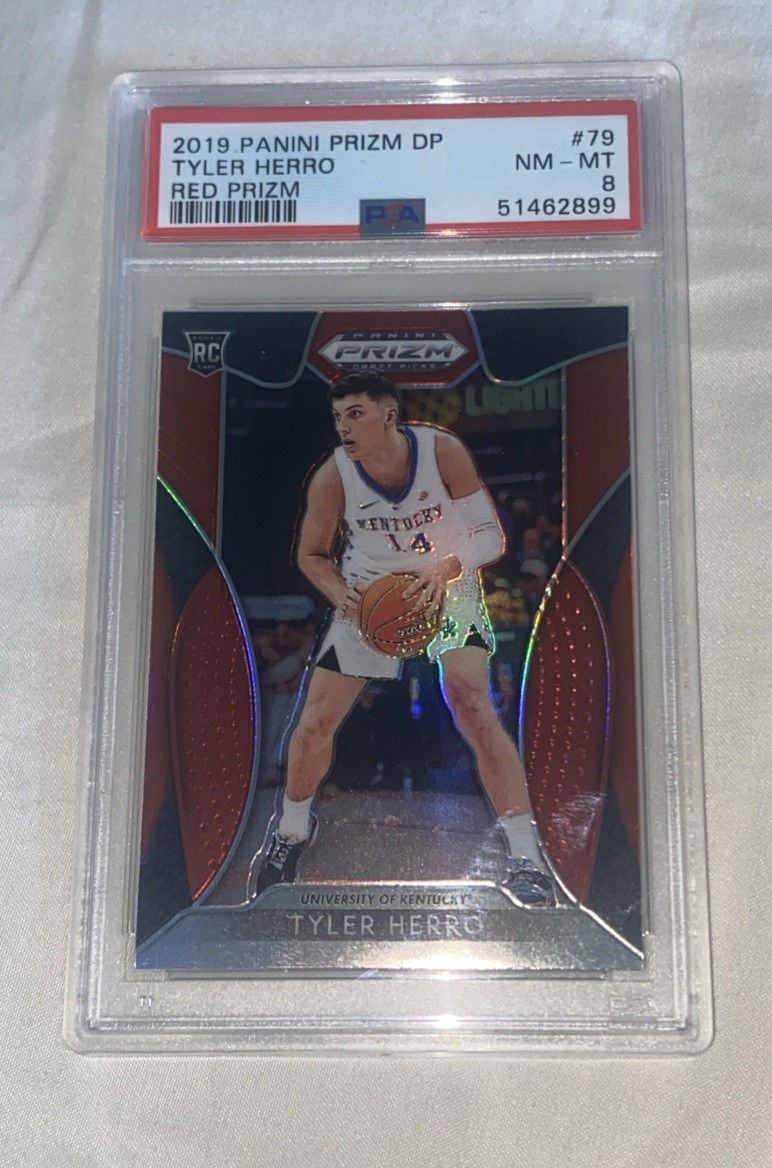 2019 Panini Prizm Draft Picks Tyler Herro RC Rookie RED PRIZM #79 PSA 8